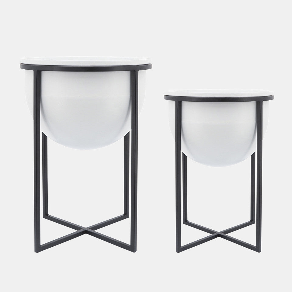 PLANTER STAND WHITE S/2 11/12" (28/30cm)