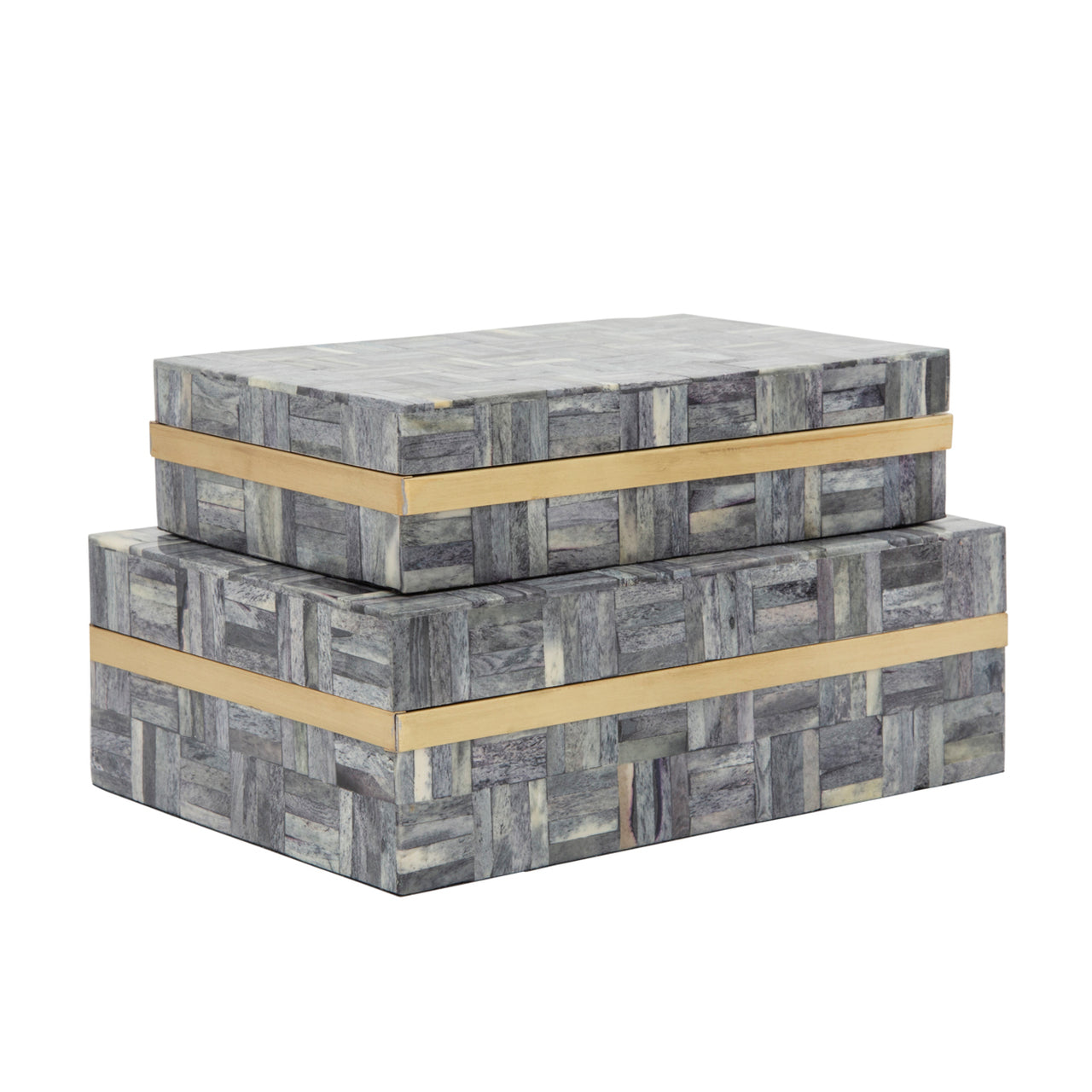RECTANGULAR BOX GRAY S/2