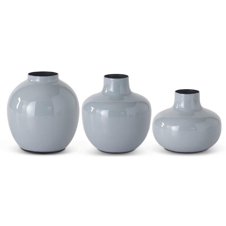 ENAMELED METAL VASE SET/3