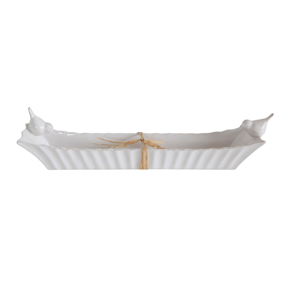 CERAMIC CRACKER BIRDS WHITE