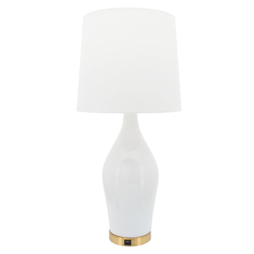 TABLE LAMP W USB WHITE 31"