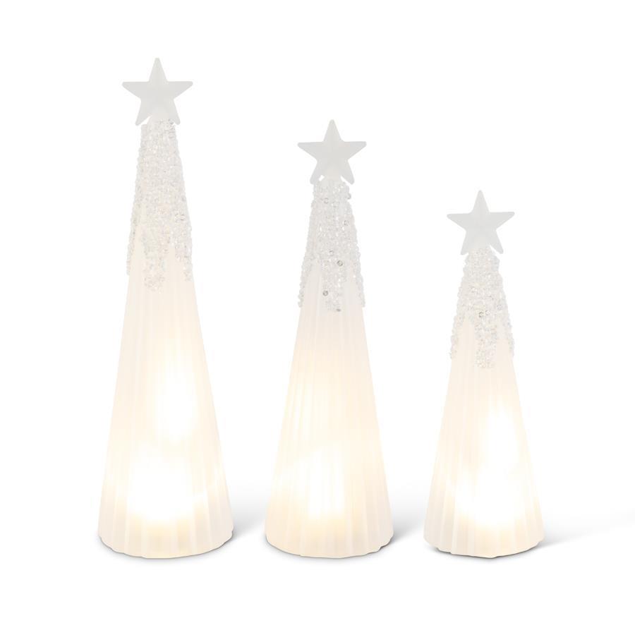 FROSTED RIBBED GLASS LES SET/3