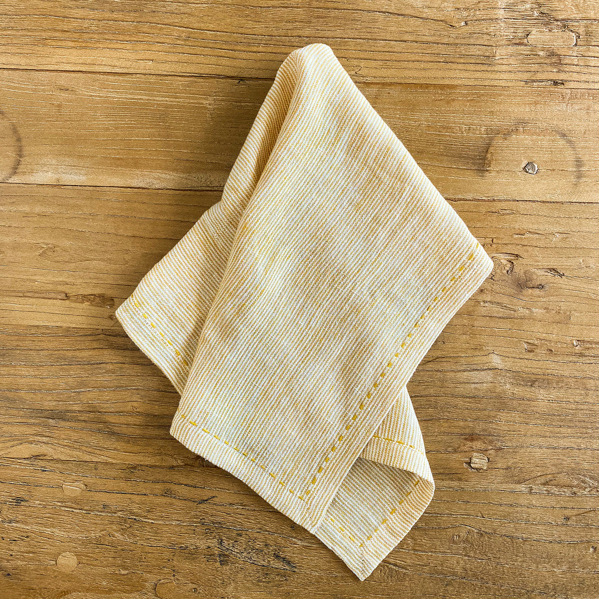 PINSTRIPED LINEN NAPKIN YELLOW 18X18"