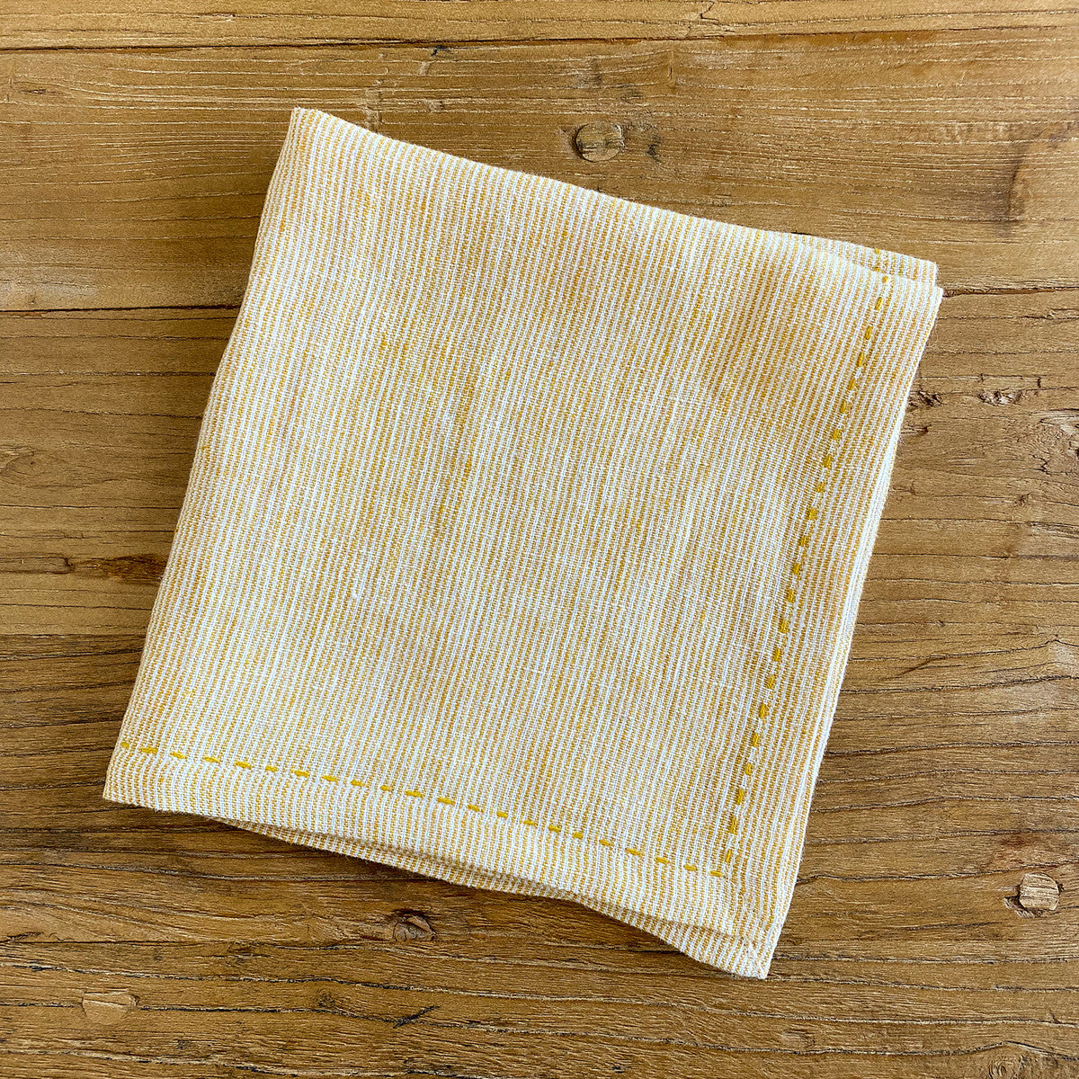 PINSTRIPED LINEN NAPKIN YELLOW 18X18"