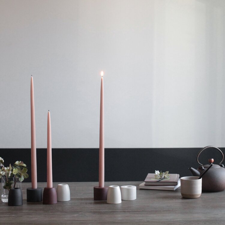 EARTH CONE PETITE CERAMIC TAPER HOLDERS 2.25”D x 2.5” H"