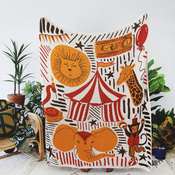 LIFE'S A CIRCUS KNIT BLANKET