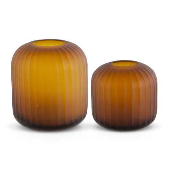 AMBER GLASS VASE 6.5"