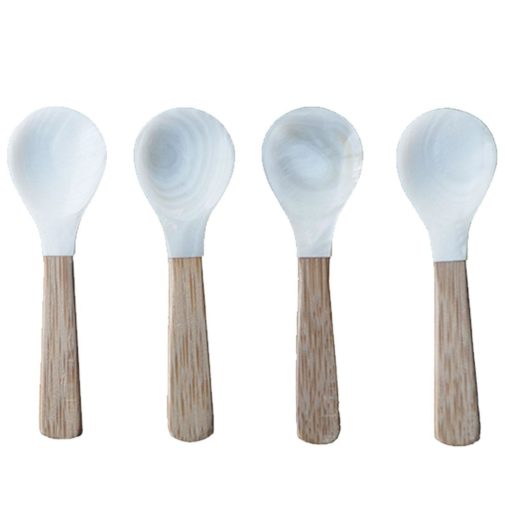 SEASHELL & BAMBOO SPOONS SMALL SET OF 4 3.25" x 1"