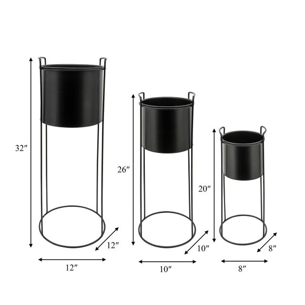 ROUND PLANTER BLACK 8/10/12" (20/25/30cm)