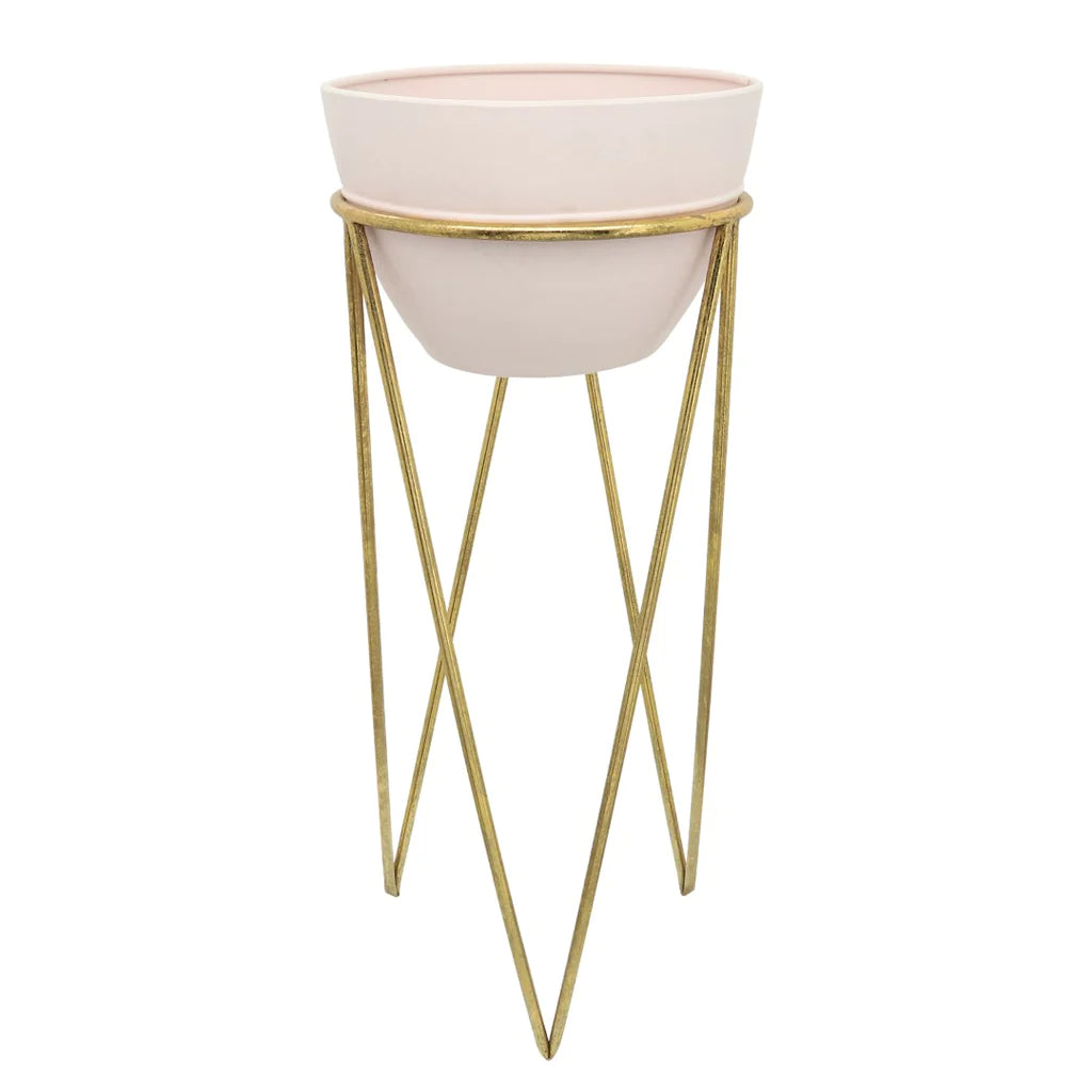 METAL PLANTER PINK GOLD SET/2 12/14" (30/35.5cm)