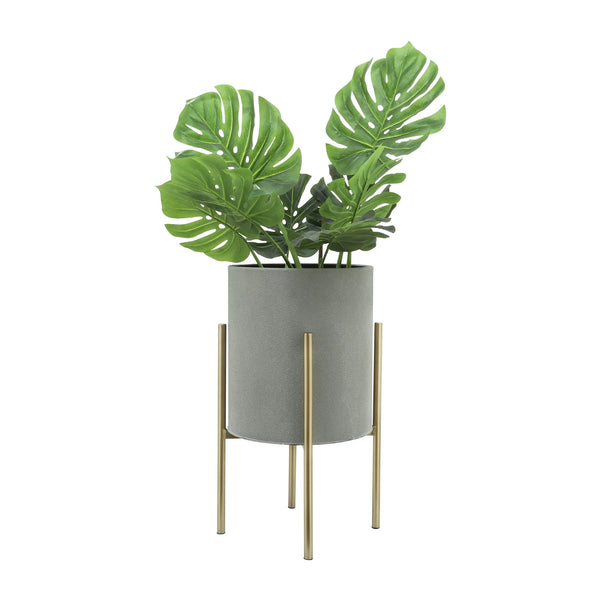 PLANTER STAND GRAY GOLD S/2 49/59cm
