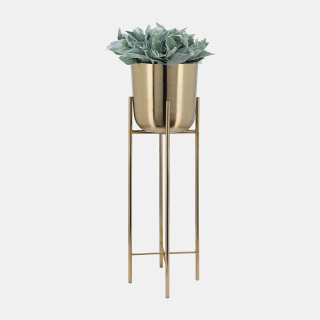 METAL PLANTERS ON STAND GOLD S/3