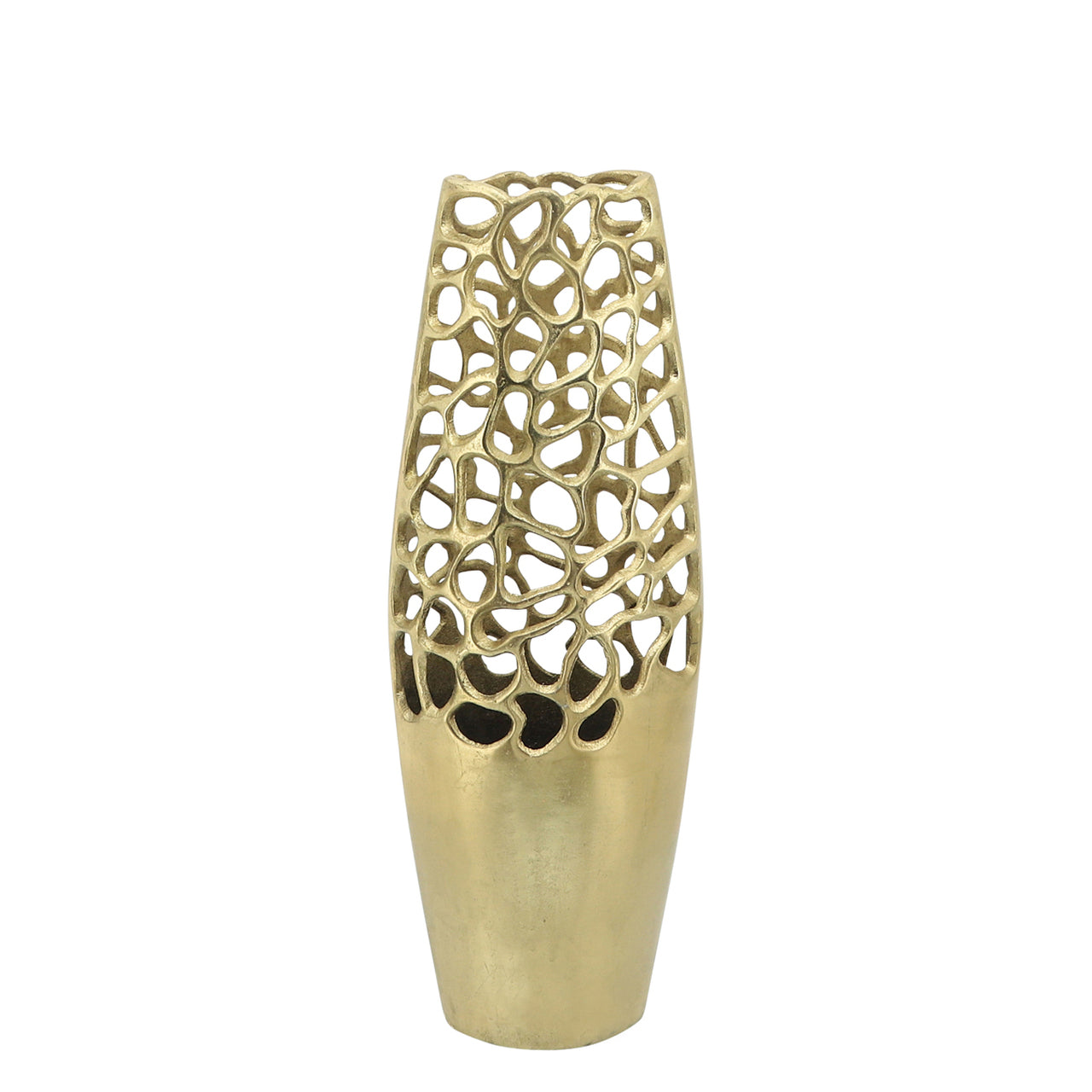 METAL CUT OUT VASE GOLD 20"