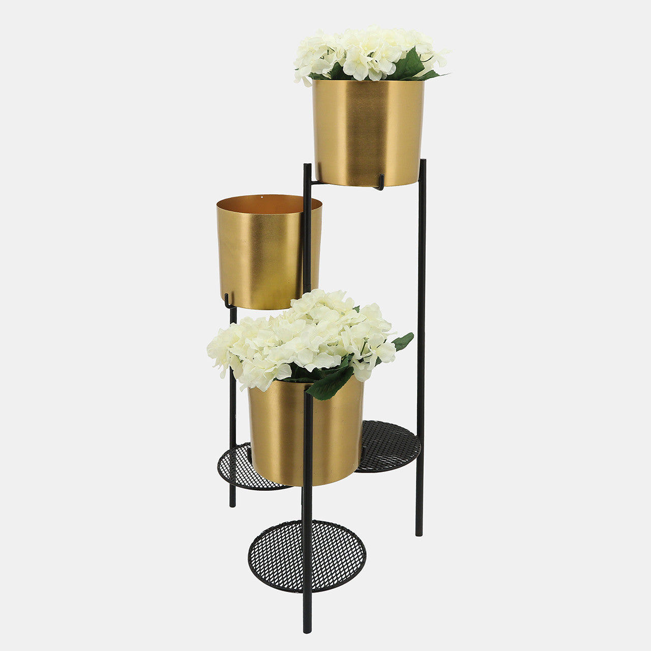 FOLDING PLANTERS GOLD/BK 32"