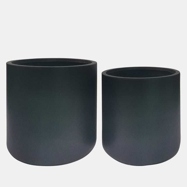 RESIN PLANTERS BLACK S/2 33/41cm