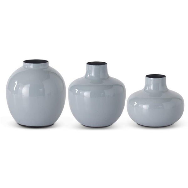 ENAMELED METAL VASE SET/3