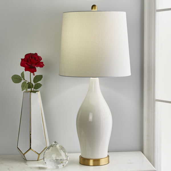 TABLE LAMP W USB WHITE 31"
