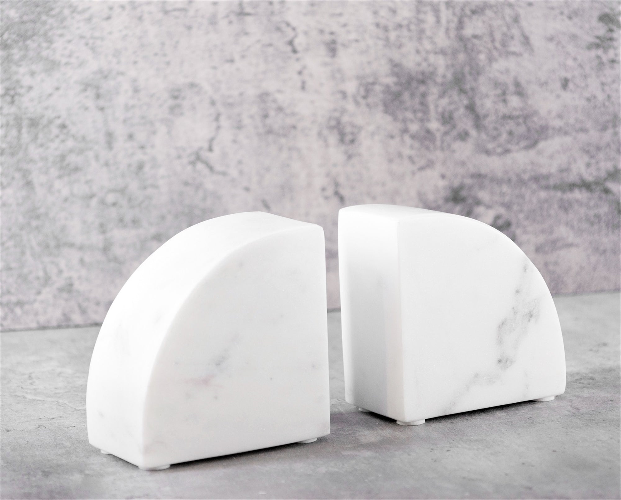 WHITE MARBLE BOOKENDS SET/2