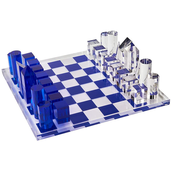 ACRYLIC CHESS SET SMALL BLUE