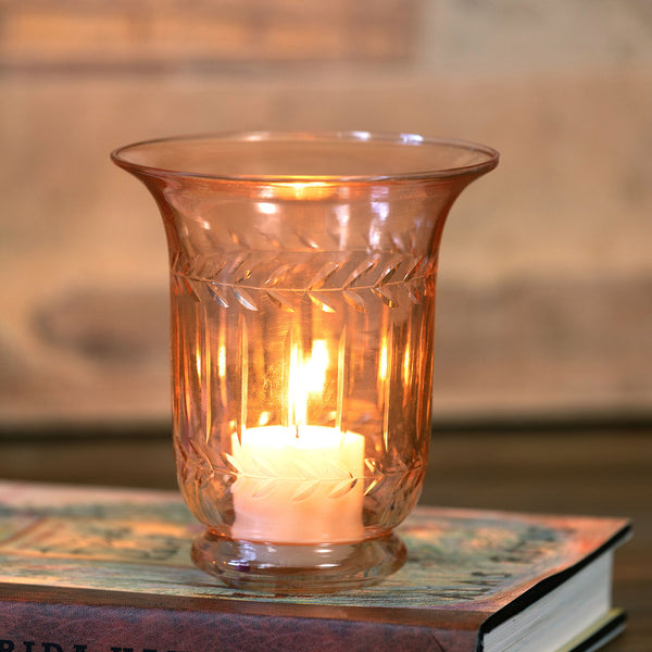 HAZEL ETCHED GLASS HURRICANE