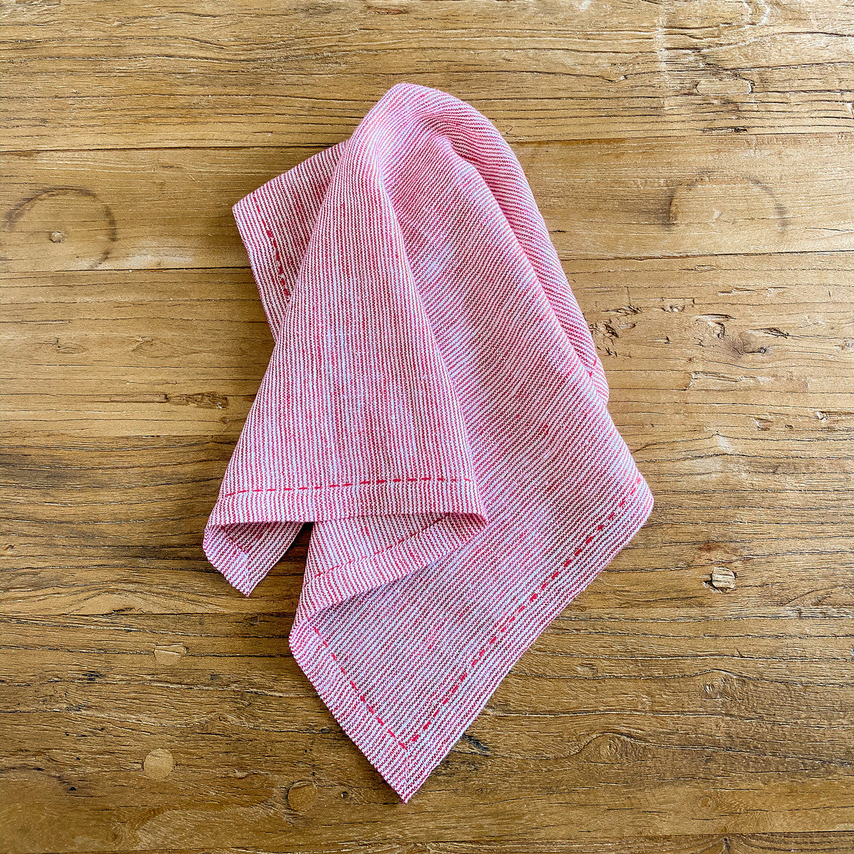 PRINSTRIPED LINEN NAPKIN RED 18x18"