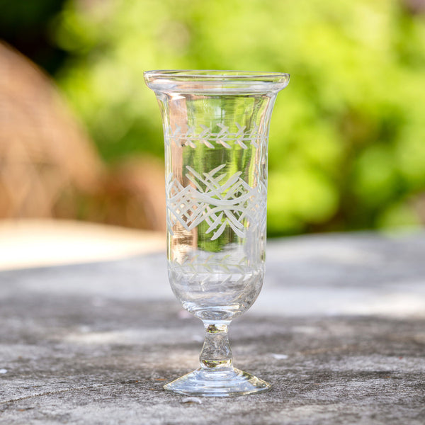 ETCHED GLASS FLUTED VASE