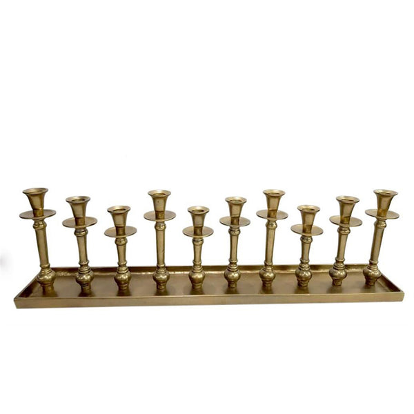 GOLD ALUMINIUM 10-CANDLE HOLDER - RAW BRASS ANTIQUE