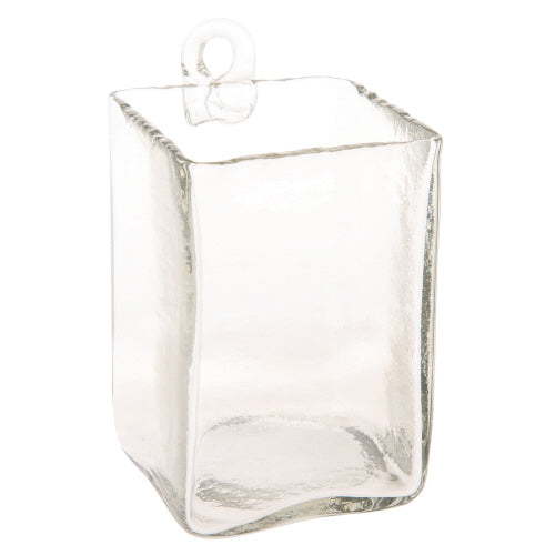 HAND BLOWN HANGING GLASS VASE  4" SHORT