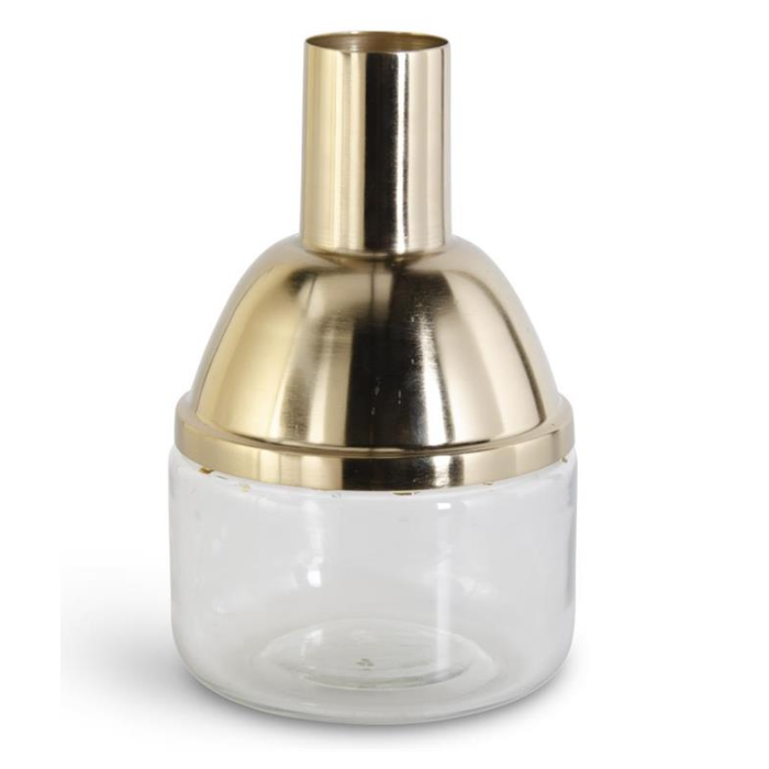 GOLD METAL & CLEAR GLASS 9.75"