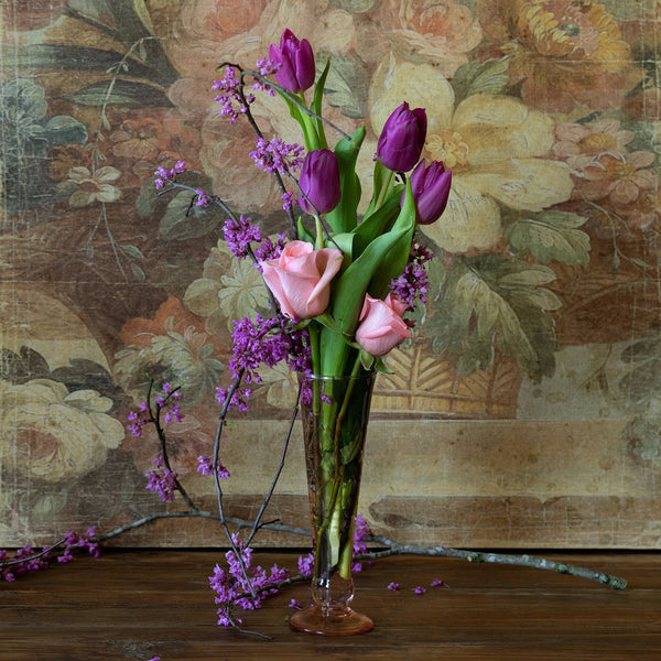HAZEL ETCHED GLASS TALL VASE
