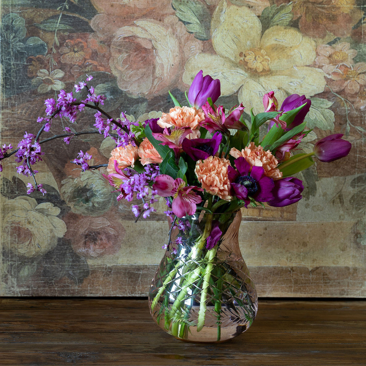 HAZEL ETCHED GLASS FLOWER VASE