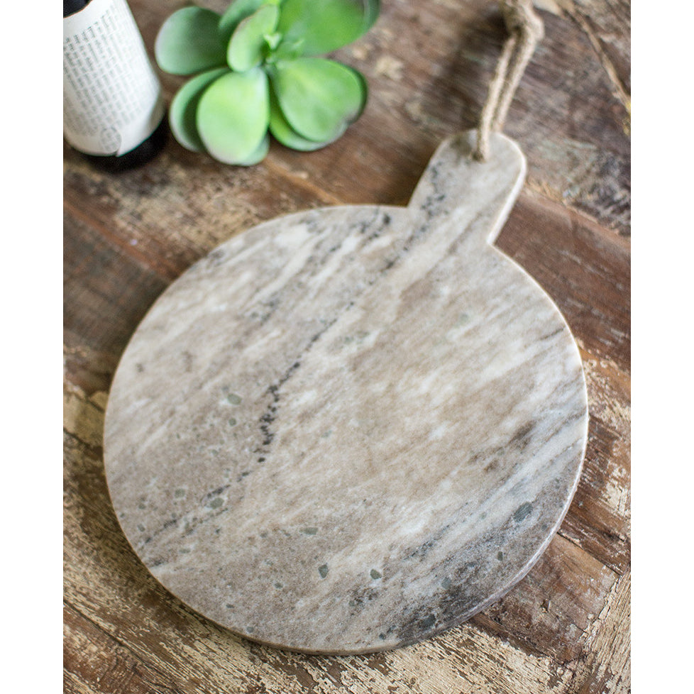 ROUND GREY MARBLE JUTE 12"D " X 15"T