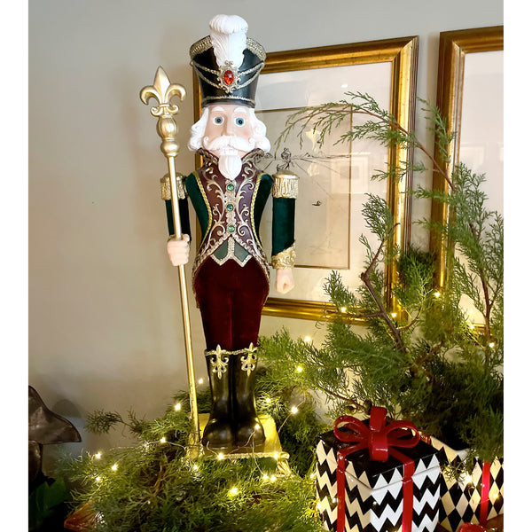 GREEN AND BURGUNDY VELVET SOLDIER